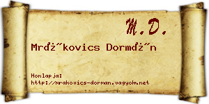 Mrákovics Dormán névjegykártya